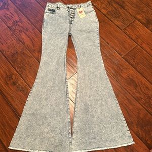 Entro Acid Wash Button Fly Flare Jeans, Size Large